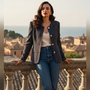 Liz Claiborne 90’s Polka Dot Pin Up Blazer